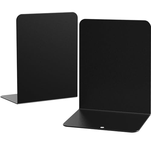 pindda Book Ends, 2 Pieces Metal Bookend for Shelves, Bookends for Heavy Books, Book Holders for...