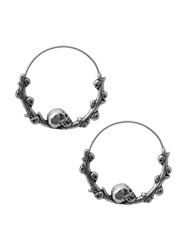 HAQUIL Gothic Punk Biker Skull on Tree Brance Hoop Earrings, Goth Jewelry Gift for Men and Women