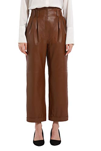 Women’s Casual High Waisted Cropped Straight Leather Pant3