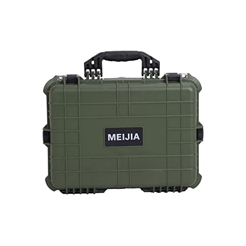 Image of MEIJIA All Weather IP67 Waterproof Hard Camera Case,Hard Protective Case,Hard Case with Customizable Foam,Fit Use of Drones,Camera,Equipments,Pistols(Green,19.78x15.77x7.41inches)