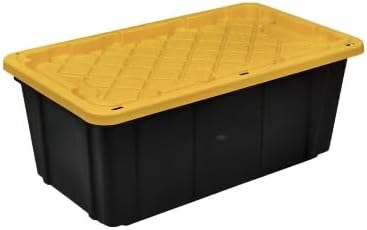 40-Gallon Tough Storage Tote in Black with Yellow Lid DO83824