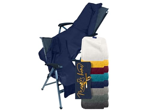 Marie´s Home Funda protectora de rizo para silla de jardín y tumbona de jardín, 70 x 200 cm, para silla de camping, silla plegable, sauna, tumbonas de piscina, 70 x 200 cm, azul marino