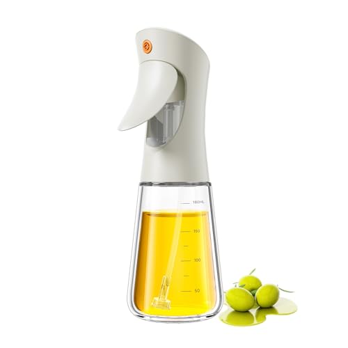 Ibergrif Pulverizador de Aceite 180 ml – Botella de Vidrio de Borosilicato Resistente con Marcas de Medida, Libre de BPA, Boquilla Antigoteo, Fácil de Limpiar, para Cocina, Parrilla y Freidora, M528W