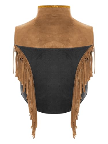 Hansber Kids Girls Western Cowgirl Tassel Outfits Sleeveless Faux Suede Fringe Vest Elastic Waistband Vest2