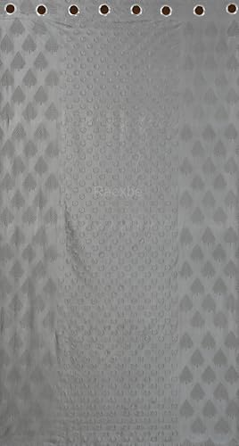 Image of Heavy Long Crush Floral Design Curtains | 7ft Premium Polyester Punching Coin Pattern Curtains for Living Room, Bedroom, Door & Window | Modern Grey Home Decor Screens | Set of 2 Pieces