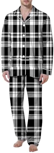 Pigiama Uomo Classico In Cotone - Set Manica Lunga Con Bottoni, Giacca A Collo Risvolto E Pantaloni Con Elastico - Foto 4