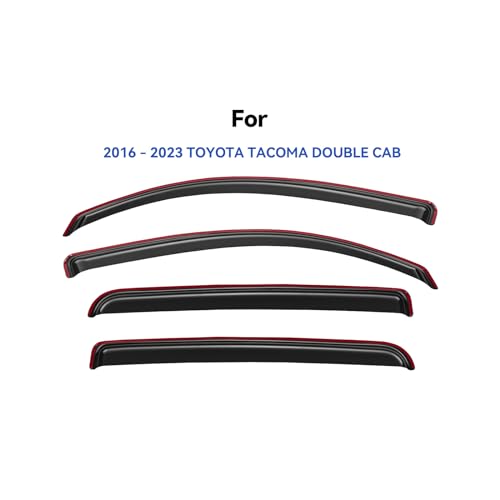 Image of in-Channel Window Visors Rain Guards for 2016-2023 Toyota Tacoma Double Cab, Window Vent Wind Deflectors Visors Shades for 16-23 Tacoma