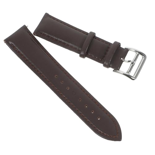 TENDYCOCO Cowhide Leather Watch Band Smooth Strap for Occasions Comfortable Deep Brown Replacement Wristband
