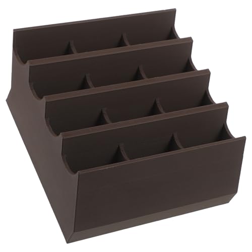 PRETYZOOM Porta Cuchillas para Cortadora de Pelo Marrón 12 Ranuras Estuche Organizador Multiusos Compacto de 41 X 39 X 16 Pulgadas para Baño y Peluquería Caja Segura para