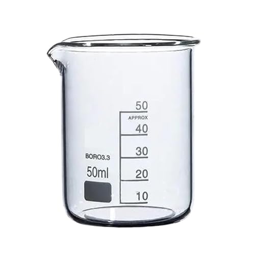 Bécher en verre de 50 ml avec bec verseur de forme basse pour mesurer