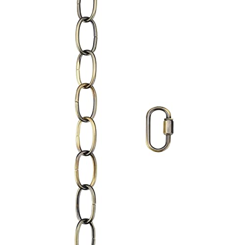 Image of Aspen Creative 21108-51,Steel 6 Feet Heavy Duty Chain & Quick Link Connector for Hanging Up Maximum Weight 40 Pounds-Lighting Fixture /Swag Light /Plant in Antique Brass.11 Gauge., Antique Brass-3