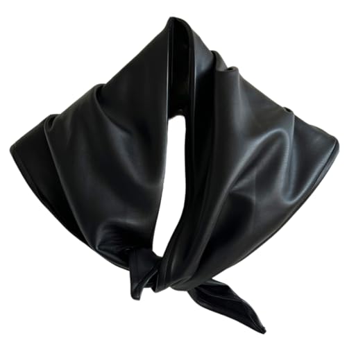 Wild Rag Leather Triangle for Women Y2k Head Scarf Gothic Scarf Neckerchief Grunge Aesthetic Accessories (Black)