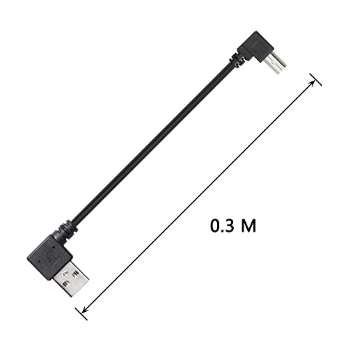 CERRXIAN 90 Degree USB A to B Cable 1ft Left Angle - Male Type A to Right & Left Angle Type B Scanner Cable (RL)