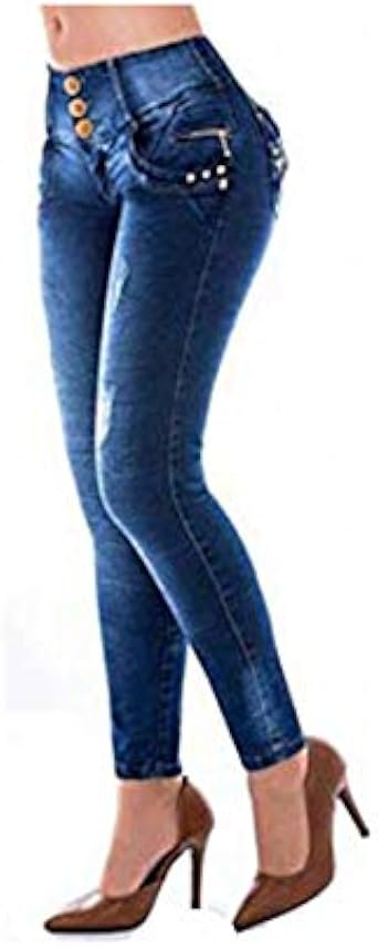 Pantalón De Mujer Talla 8 Jeans Push-Up Vaquero Levanta Cola Colombiano  Elástico Ajustado Cintura Ancha: Amazon.es: Ropa