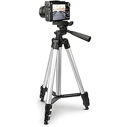 Tripode Para Maquina De Fotos Trípode de subtel® para cámaras de Fotos y videocámaras Digitales + práctica Bolsa de Viaje - Tripié con Nivel de Burbuja, Patas Plegables y pies de Goma - Quick Release, Rosca de 1/4´´, Palo Selfie