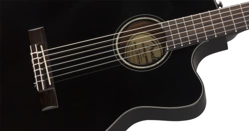 Image of Fender CN-140SCE Thinline Concert Nylon String Acoustic Guitar, with 2-Year Warranty, Black, with Case