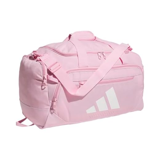 adidas Defender 5.0 Duffel, Durable Travel Gym Sports Bag for Men and Women, True Pink/White, Small (42L)