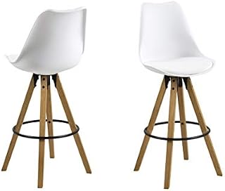 Amazon Brand - Movian Arendsee, Set of 2 Bar Stools, 55 x 48.5 x 111.5 cm (L x W x H), White