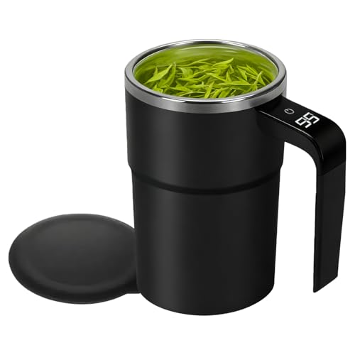 Taza de café mágica de mezcla automática de 380 ml, taza de café magnética con pantalla de temperatura, resistente al calor, tazas agitadoras eléctricas para bebidas calientes, cacao