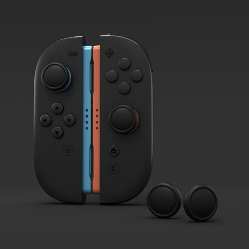 PlayVital Thumb Grips for Nintendo Switch 2, 4-Pack Silicone Joystick Caps for Joycon 2 Accessories, Comfort Thumbstick Grip Covers - Black - 1