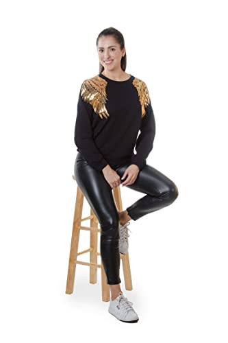 Image of Women's Long Sleeve Sweater with Sequins Patch (Multiple Designs)