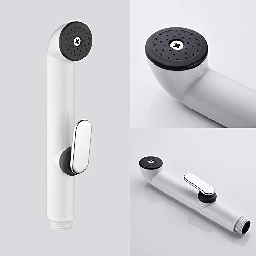 REWEE Hand Held Bidet Sprayer for Toilet Portable Bidet Faucet Baby Cloth Diaper Sprayer Kit (White+Chrome) - Thumbnail 2