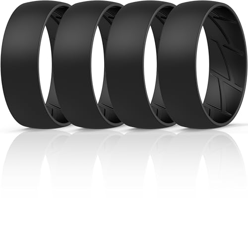 Image of ThunderFit Silicone Rings for Him and Her, Rubber Engagement Bands Unisex - 1 /4 /5 /7 /8 Variety Multipack