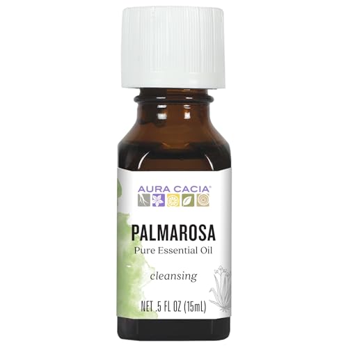 Aura Cacia Palmarosa Essential Oil Cymbopogon Martinii Oil Cleansing Aromatherapy for Diffusers Skincare Home Cleaning Custom Blends | 0.5 Fl Oz (Pack of 1)