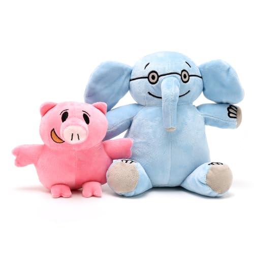 Rhymad Pair of Elephant & Piggie Plush Stuffed Animal Toys Mo Willems Soft | Series Elephant and Pig Kohls Character Kids Boy Girl Home Decor Adorable Ultra-Soft Classics Comfort Sitting Plushies Gifts