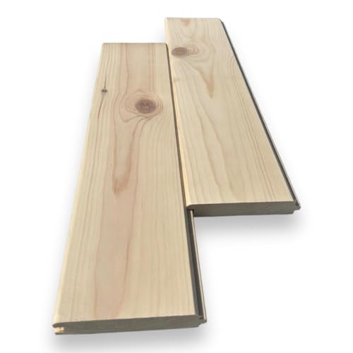 MADERTERRANEA Revestimiento biselado madera de abeto machihembrado pared o techo 1,9x14,6x235 cm 2,05 m2/caja (6 lamas)