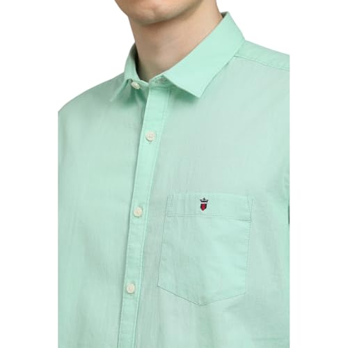 Image of Louis Philippe Men's Cotton Slim Fit Premium Textured Fabric Versatile Solid Easy Care, All Season Adapability Full Sleeve Casual Shirt