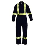 Flame Resistant FR High Visibility Hi Vis Coverall - 88% C/12% N (Large, Black)