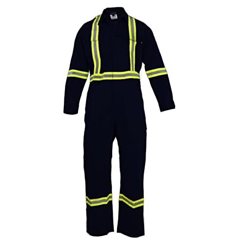 Flame Resistant FR High Visibility Hi Vis Coverall - 88% C/12% N (X-Large, Black)