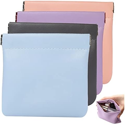 4 Pcs Cosmetic Bag, Make Up Bag, PU Leather Travel Cosmetic Bag, Portable Small Makeup Bag, Self-Closing Mini Makeup Pouch for Women, 4 Colors Cover