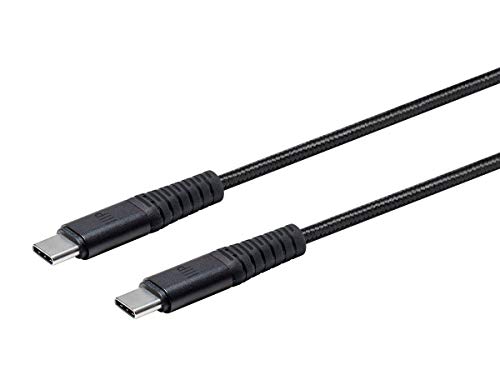 Monoprice Cabo trançado de nylon reforçado com Kevlar USB 2.0 tipo C durável - 3 metros - preto, 5A/