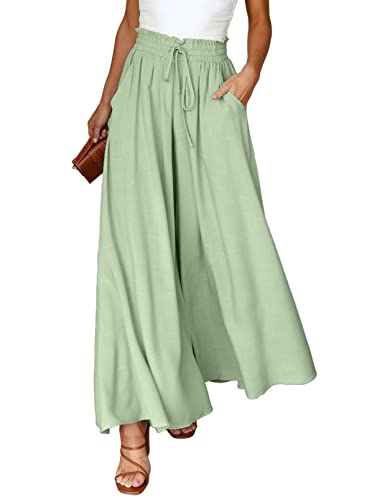 Image of Dokotoo Pants for Women Casual Elastic Waist Wide Leg Pants with Pockets