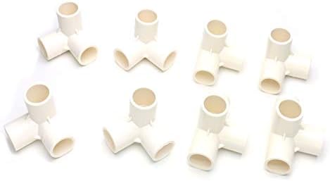 Castuvy PVC three-dimensional three-way/four-way kit, DIY Shoe Cabinet Right angle Shelf Plastic Water Supply Pipe Fittings, Furniture Grade, Suitable for T tube with outer diameter 1",White (8 Pack)