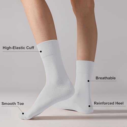 Image of ANDERE ARTE Womens Viscose Bamboo Crew Socks Casual Calf Dress Socks Soft Above Ankle Sock 3-5 Pairs