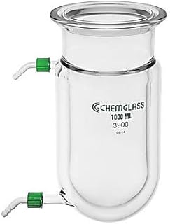 Chemglass CG-1926-03 Series CG-1926 Cylindrical Reaction Vessel with 150 mm Schott O-Ring Flange, Jacketed, 200 mm Height, 2000 mL Capacity