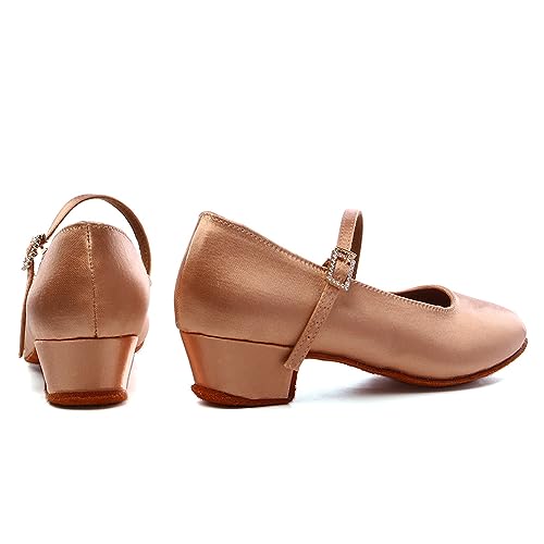 Girls Ballroom Dance Shoes Low Heel Closed Toe Latin Salsa Dance Sandals for Toddler Girls Youth Kids4