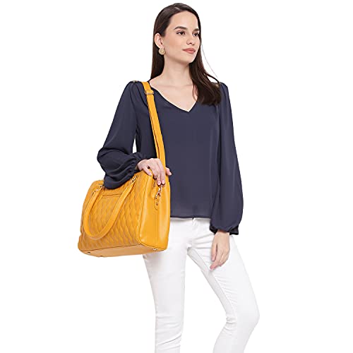Image of KLEIO Large Multi Utility Compartments Quilted Work Women Ladies Laptop Hand Bag Purse for College Girls