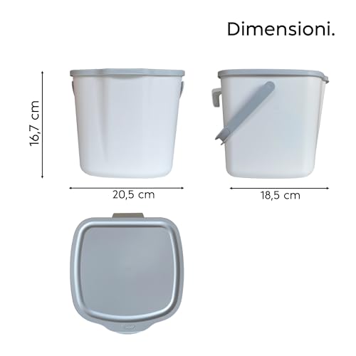 Snips Biomülleimer Komposteimer, Küchenabfalleimer mit Deckel und Griff 3L, Bio Mülleimer, Abfalleimer Küche 20,5 x 18,5 x 16,7, Made in Italy, BPA-frei