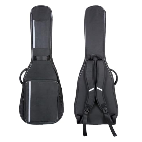 VEKTO Electric Guitar Gig Bag Estojo de guitarra macio e acolchoado com tecido impermeável 900D, 2 bolsos de armazenamento, alças de mochila ajustáveis, bolsa de guitarra portátil e leve, preto