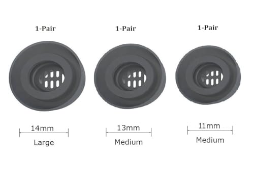 Image of REDWIND Replacement Earphone Silicone Rubber Eartips 3-Size for Realme Boat JBL Oppo Vivo Samsung One Plus Wired & Bluetooth Neackband Earpads(Inner Hole 3.8mm-4.8mm 6-Pair) (Jali 3-Pair - Black)