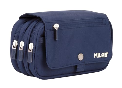 MILAN® Estuche portatodo 4 cremalleras con solapa 1918, azul