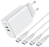 【Dual 25W USB C Ladegerät Mit 2Stück 1.8M USB C zu USB C Kabel】25W USB C Schnelladegerät ist mit meisten Geräte komaptibel:Samsung S23/S23 Plus/S23 Ultra/S22/S22 Plus/S22 Ultra/S20 /S20+/S20 FE 5G/S20 Ultra/A53 5G/A13 /A33 5G/M23 5G/M33 5G/M53 5G/A51/A51 5G,A54 5G/A34 5G/A14 5G/Z Flip4 5G/Z Fold4 5G/Z Flip3 5G Z Fold3 5G, Tab S8/Tab S8+/S8 Ultra/Tab S7 FE/Tab S7/ ab S7+/Tab S6 Lite/Tab A8/Tab A7 Lite,iPhone 15 Pro/15/15 Pro Max/15 Plus