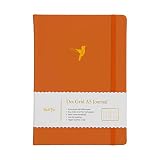 Yop & Tom Journal A5 quadrillé à pois – avec papier extra épais (160 g/m²) et reliure plate – Journal à grille (colibri, orange brûlé)