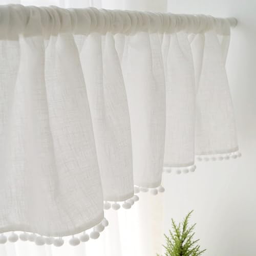 Reducción de deslumbramiento con la cortina corta de algodón beige para salón 7