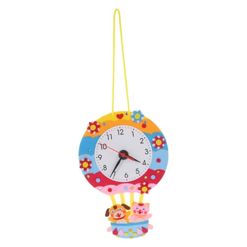 Toyvian 1set Boy Girl Clock Kit Cartoon Elements Craft for Boy Girl Engaging Clock Making Activity Non-Woven Materials for Cognitive Skills Development and Ideas Fun Recognition Learning