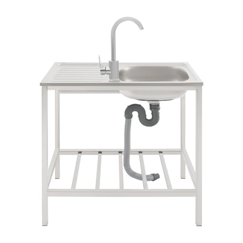 Banco de trabajo de acero inoxidable, fregadero de acero inoxidable en banco de trabajo, fregadero de cocina independiente, fregadero individual, lavabo multifunción, para restaurante, lavadero